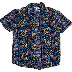Earthbound Trading Co Floral Blouse‎ Women's Size S Viscose Colorful Patterned